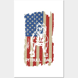 Best Pitbull Dad Ever American Flag 4th Of July Gift Posters and Art